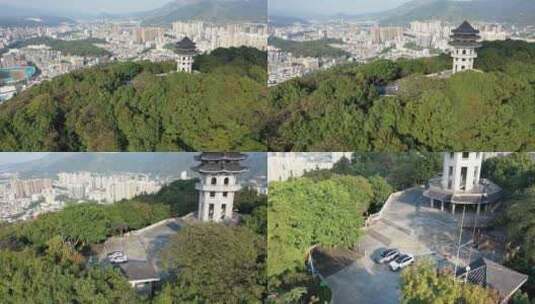 福建省龙岩市天马山风景区世纪灯塔航拍高清在线视频素材下载