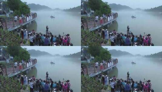 杭州网红地建德下涯大量人群采风摄影高清在线视频素材下载