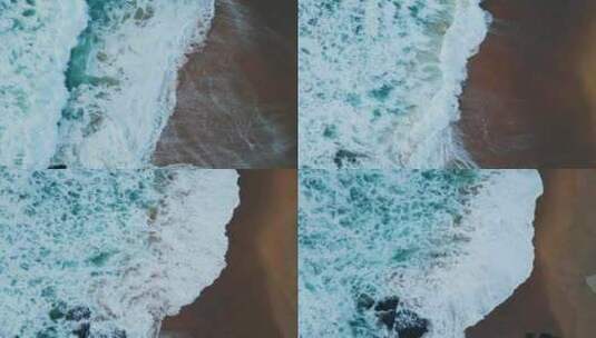 航拍海滩海浪高清在线视频素材下载