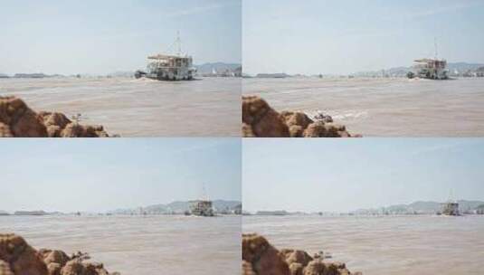 渔船在海中行驶宁波象山石浦镇高清在线视频素材下载