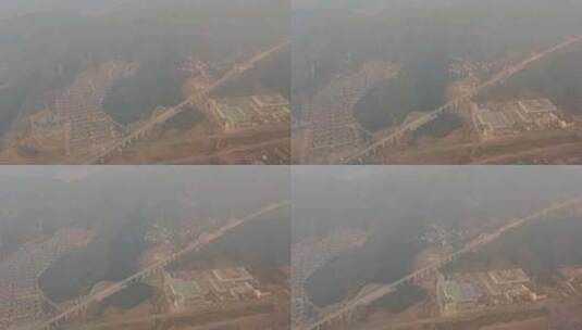 江西景德镇飞机窗外穿过的高速公路高清在线视频素材下载