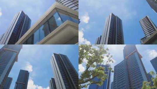 城市高楼大厦仰视唯美空镜头高清在线视频素材下载
