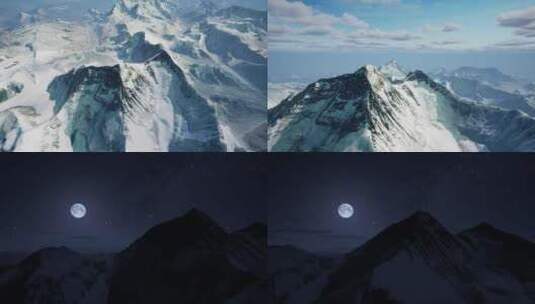 珠峰 航拍 满月高清在线视频素材下载