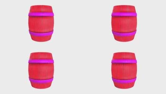 风格化桶3d对象旋转循环高清在线视频素材下载