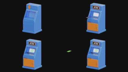 从ATM取款的3D动画|阿尔法频道高清在线视频素材下载