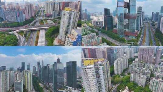 深圳市南山区航拍高楼大厦车流城市交通摩天高清在线视频素材下载