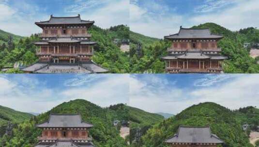 中国浙江杭州径山寺天下径山航拍高清在线视频素材下载