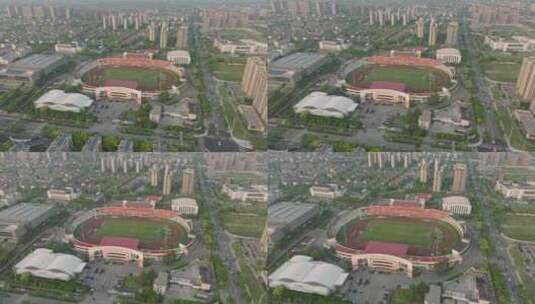 上海嘉定体育馆航拍高清在线视频素材下载