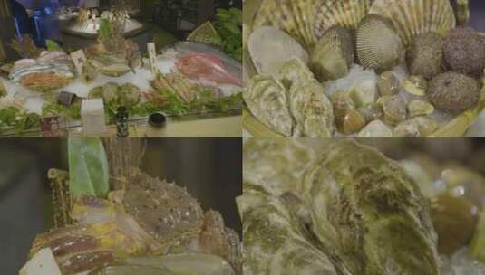 鱼类虾姑虾类贝类螃蟹生蚝等海鲜拍摄高清在线视频素材下载