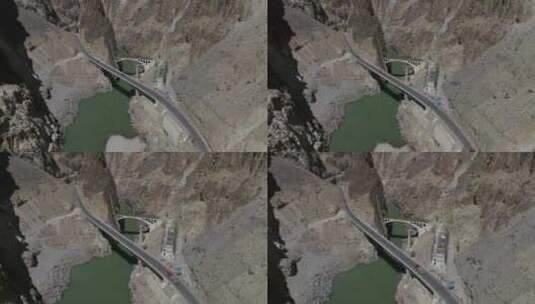 西藏昌都318国道怒江大桥英雄之桥航拍高清在线视频素材下载
