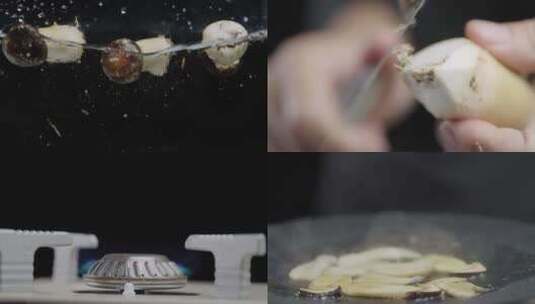 超清高帧率切蘑菇做美食广告干煎黄油赤松茸高清在线视频素材下载