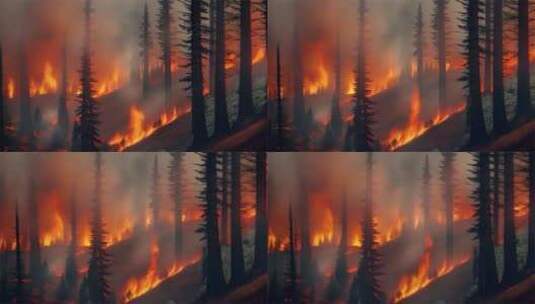 AIGC作品 森林大火山火防治高清在线视频素材下载