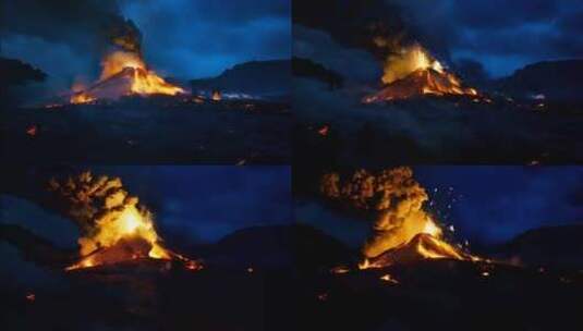 AI火山喷发火山爆发岩浆熔岩末日高清在线视频素材下载