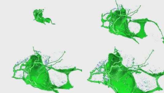 流淌绿色水花V6的碰撞高清在线视频素材下载