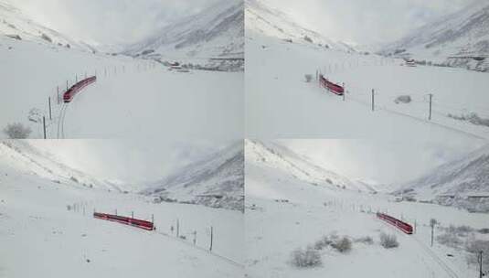 瑞士的雪地列车曾将乘客和滑雪者运送到滑雪高清在线视频素材下载