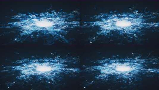 抽象流动爆炸的蓝色粒子3D渲染高清在线视频素材下载
