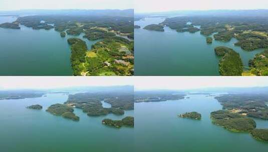 航拍绝美航拍湖景，湖北松滋洈水风景区湖景高清在线视频素材下载