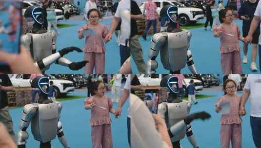 宇树机器人G1鼓掌和观众打招呼高清在线视频素材下载