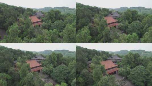 森林寺庙航拍高清在线视频素材下载