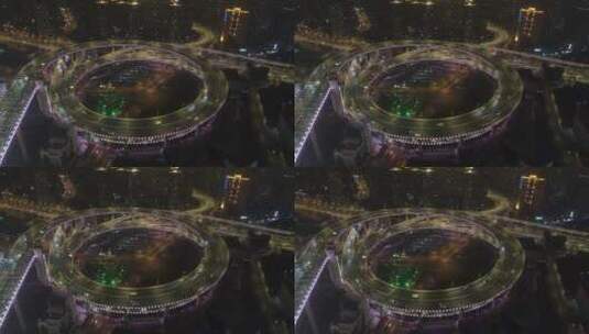 南浦大桥夜景4K航拍高清在线视频素材下载