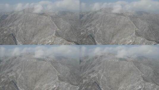 航拍 雪后的慕田峪长城高清在线视频素材下载