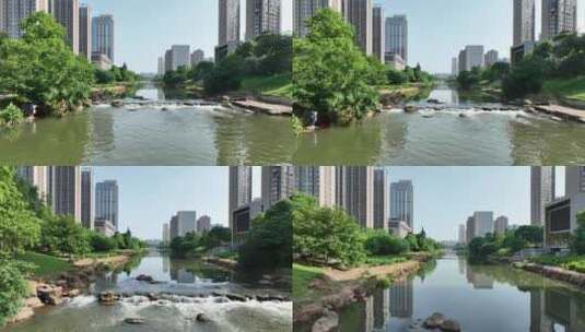 湖南长沙城市航拍空镜绿水青山花园文明环境高清在线视频素材下载