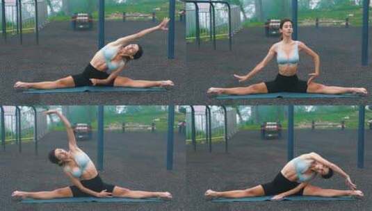 欧洲美女清晨瑜伽锻炼高清在线视频素材下载