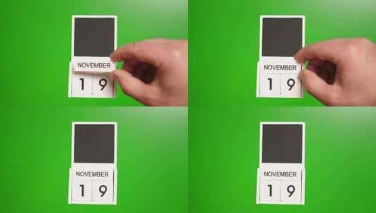 11.绿色背景上日期为11月19日的日历高清在线视频素材下载