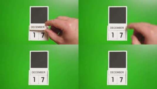 12.绿色背景上日期为12月17日的日历高清在线视频素材下载