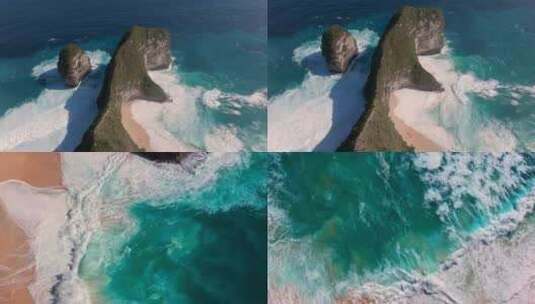 巴厘岛佩妮达海浪浪花航拍高清在线视频素材下载