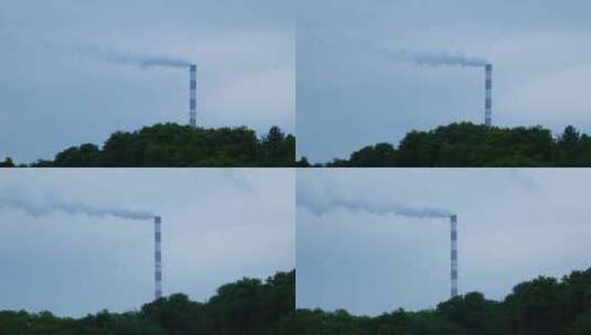 工厂烟囱冒烟环境污染高清在线视频素材下载