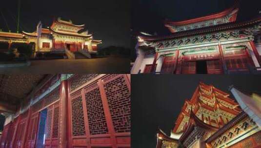 湖南湘潭地标古建筑万楼夜景合集高清在线视频素材下载
