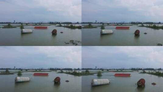 长江洪水航拍视频高清在线视频素材下载