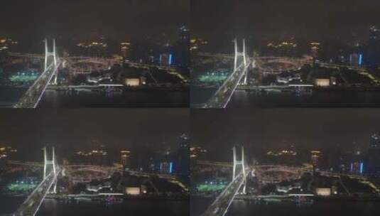 南浦大桥夜景4K航拍高清在线视频素材下载
