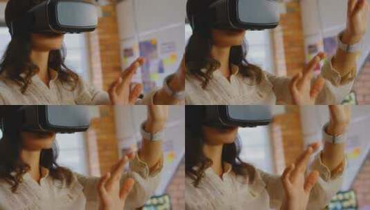 带着虚拟现实眼罩的人高清在线视频素材下载