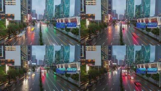 延时深圳街道交通高清在线视频素材下载