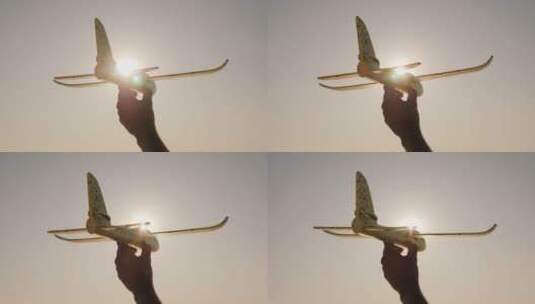 玩具飞机的特写镜头高清在线视频素材下载