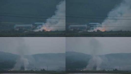 火烧耕地视频中国西南山区火烧秸秆耕地高清在线视频素材下载