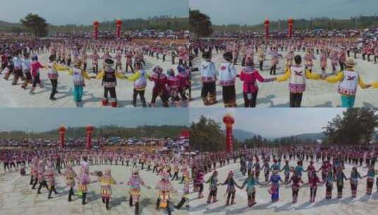民族歌舞视频云南武定火把节彝族大型舞蹈高清在线视频素材下载