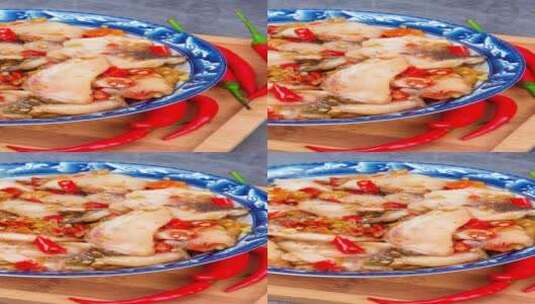 剁椒鱼片家常菜品美食4k竖版镜头平移高清在线视频素材下载