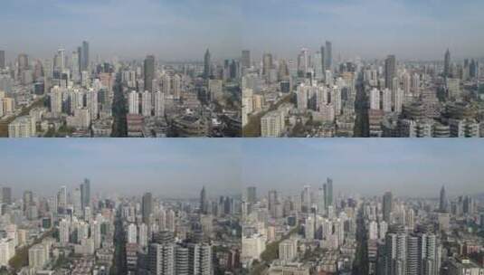 航拍南京，南京新街口，南京建设高清在线视频素材下载