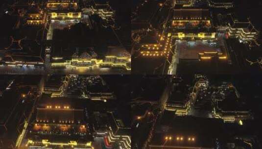 4k航拍上海豫园旅游夜景黑金古风高清在线视频素材下载