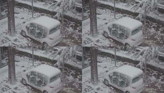 4K实拍｜车顶的雪高清在线视频素材下载