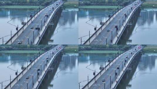 武汉南湖大桥，长焦略俯环绕镜头高清在线视频素材下载