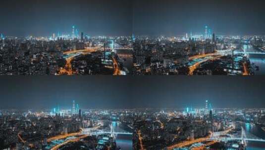 徐汇滨江南浦大桥夜景延时航拍高清在线视频素材下载