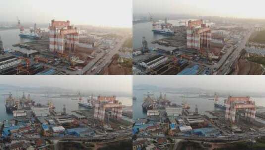 海边码头重工业航拍高清在线视频素材下载