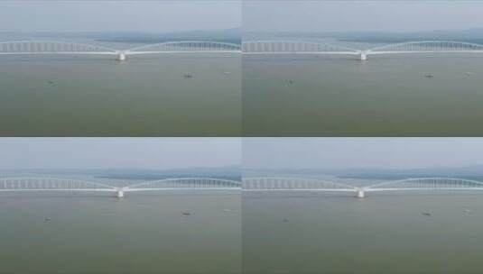 航拍湖北宜昌长江高铁大桥高清在线视频素材下载