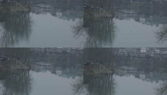 河边树的倒影空镜头高清在线视频素材下载