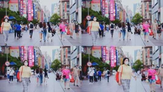 南京路步行街街景高清在线视频素材下载
