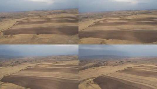新疆木垒旱田航拍高清在线视频素材下载